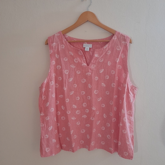 ● Liz Claibore | Linen Shirt Striped Beach Sea Shells - Picture 3 of 9